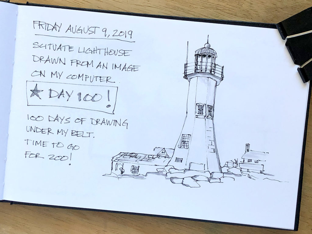 Lessons Learned from 100 Days of Drawing: Sketch of Scituate Lighthouse