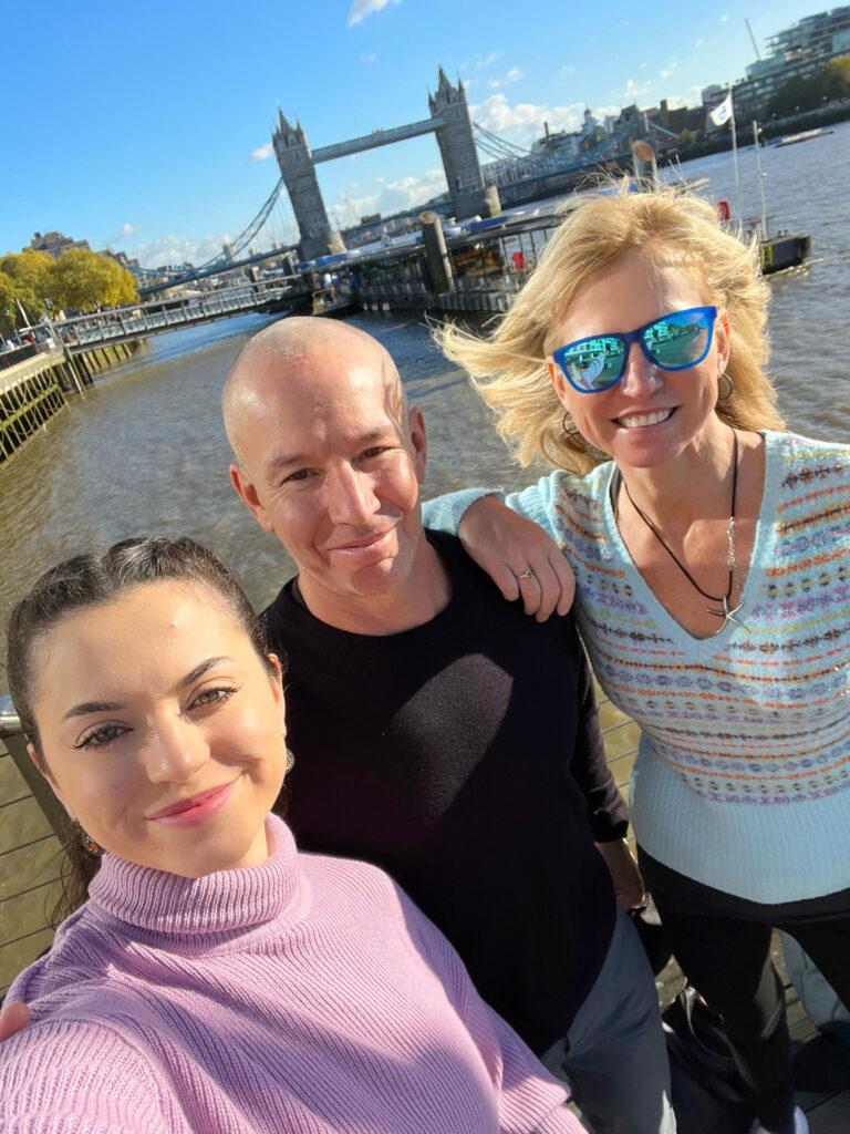 Family with London Tower Bridge in the background